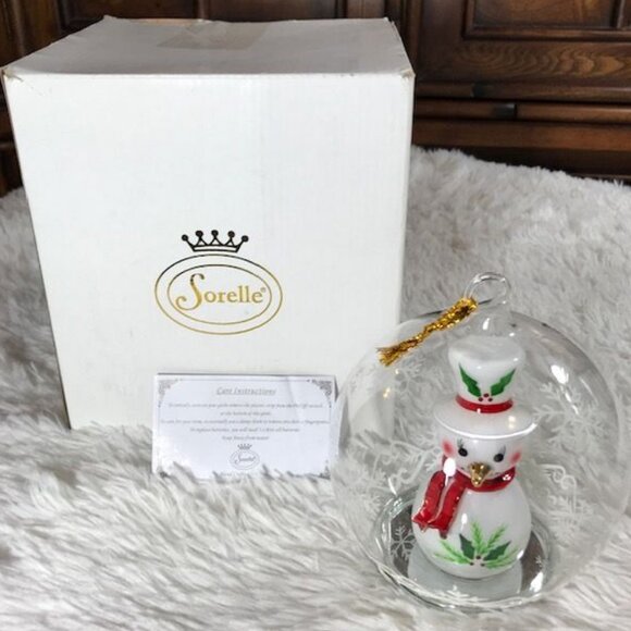 Sorelle Holly Snowman Snowflake Glass Lighted Ornament - Picture 8 of 14